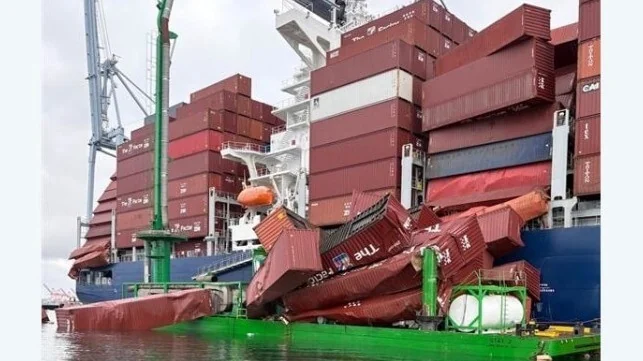 Visual for this record: A grounded container ship exposed a shipping chokepoint