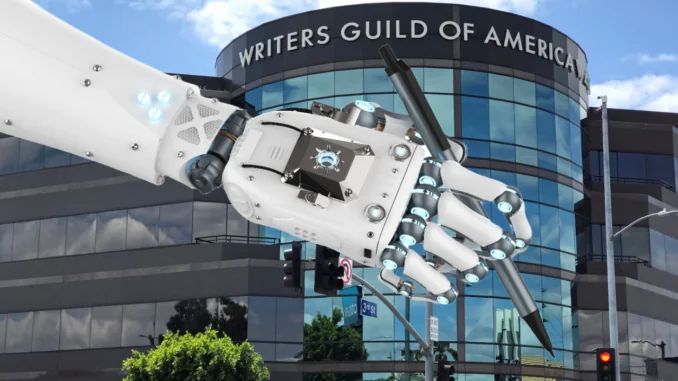 Visual for this record: The 2023 WGA contract set limits on AI in screenwriting