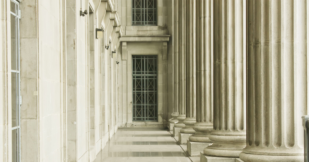 Stone courthouse colonnade shown in the official NAR practice-changes article.